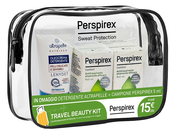 Perspirex Roll On Comfort Travel Kit Antitraspirante per il Controllo della Sudorazione 2 Roll On da 20 ml + Detergente Altrapelle 50 ml