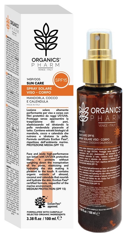 Organics Pharm Spf 15 Solare Protettivo Per Viso E Corpo Spray 100ml