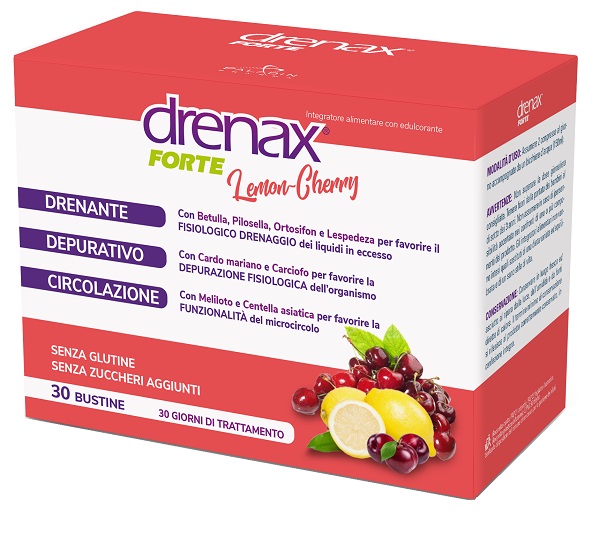 Paladin Pharma Drenax - Forte Lemon Cherry Integratore Depurativo, 30 Bustine