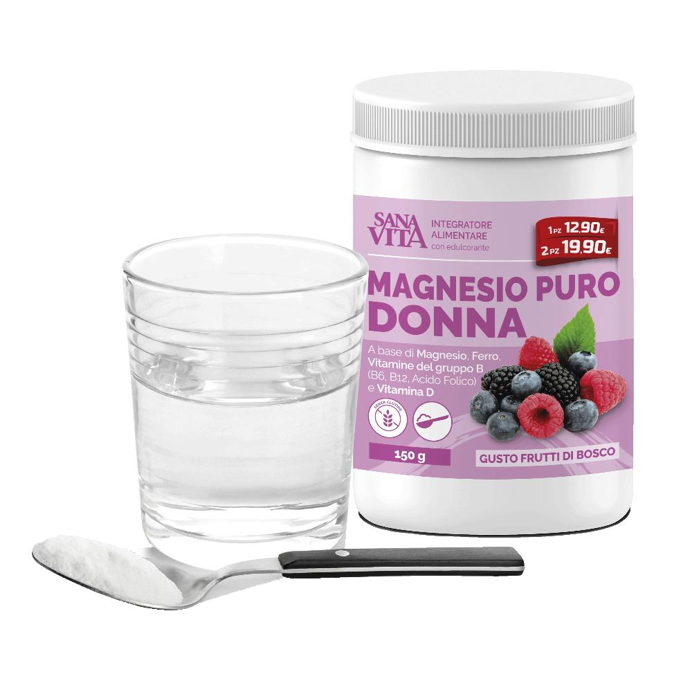 SanaVita - Magnesio Puro Donna Gusto Frutti Di Bosco Confezione 150 Gr