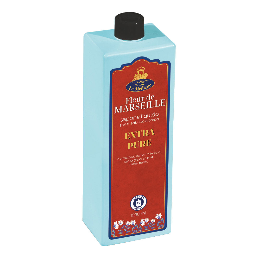 Ricarica Le Meilleur Fleur de Marseille Sapone liquido per Mani Viso e Corpo 1 l