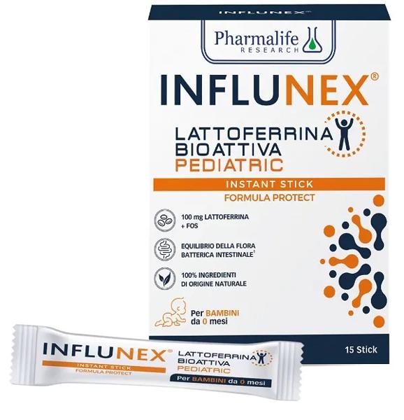 Pharmalife Research Influnex Integratore Lattoferrina Bioattiva Pediatric 15 Stick