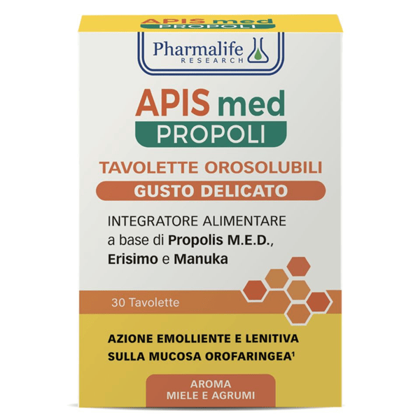 Apis Med Propoli Integratore Gola Lenitiva Senza Glutine 30 Compresse Orosolubili