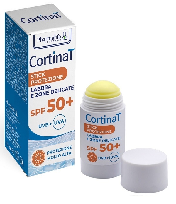 Pharmalife Research Cortinat - Stick solare con SPF 50+ per le labbra e le zone delicate, 10 ml