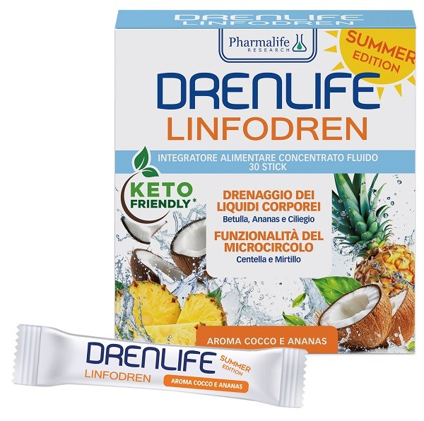 Pharmalife Research Drenlife Linfodren Summer Edition Integratore per drenaggio e microcircolo, 30 stick — confronto prezzi