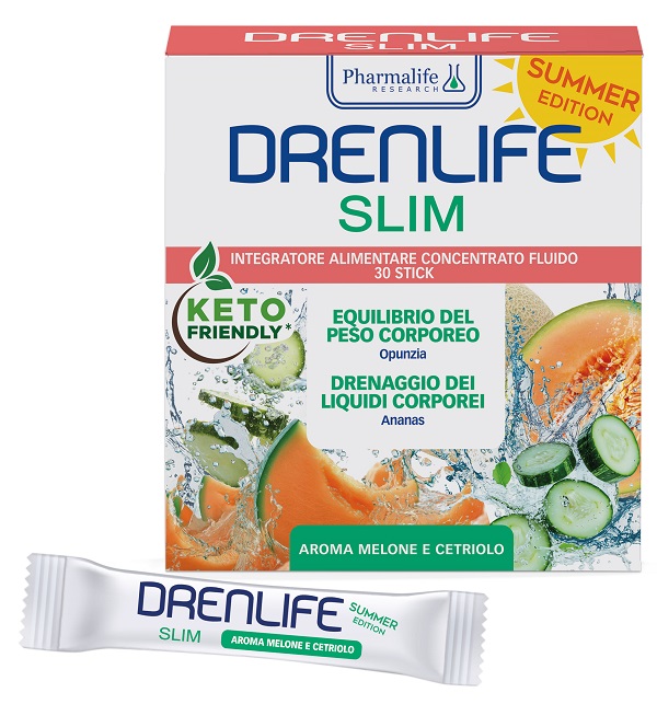 Pharmalife Research Drenlife Slim Summer Edition Integratore drenante e snellente, 30 stick