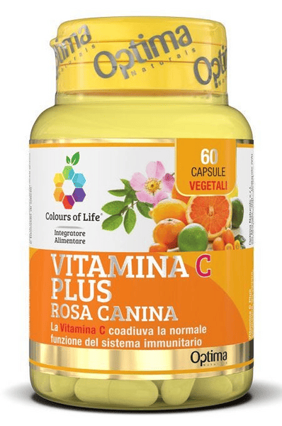 Optima Naturals Colours of Life Vitamina C Con Plus Rosa Canina Integratore Difese Immunitarie 60 Capsule