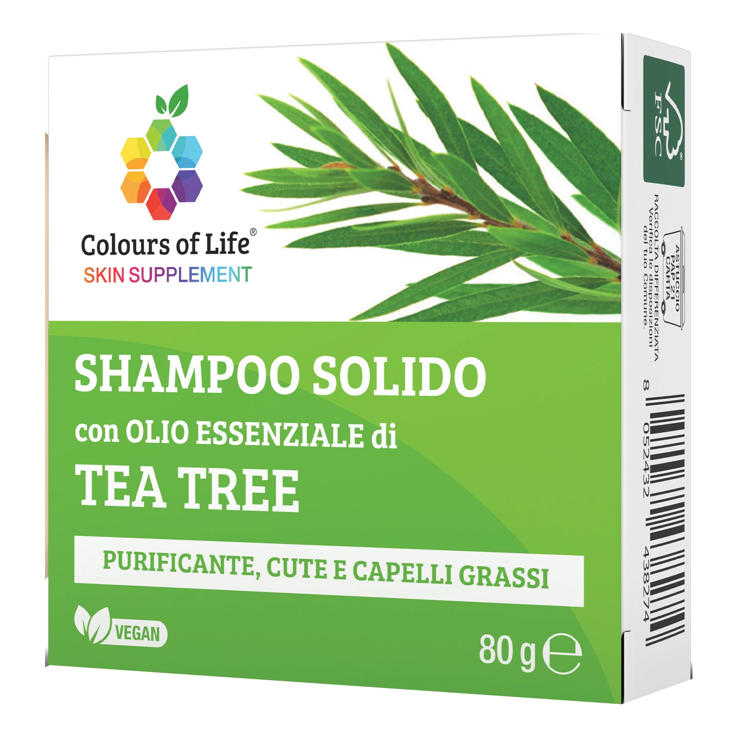 Tea tree shampoo solido 80 g colours of life