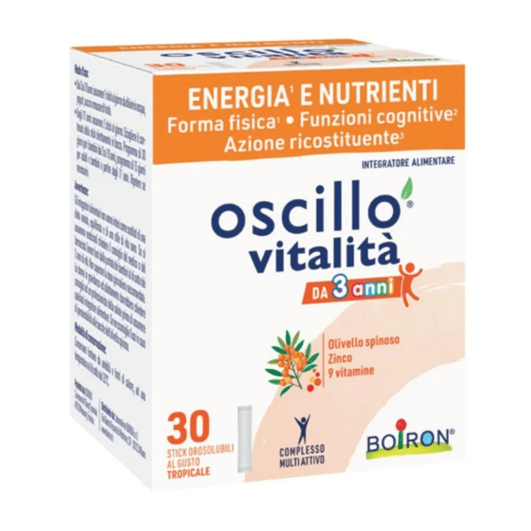 Boiron Oscillo Vitalità Integratore Energizzante 30 Stick Orosolubili dai 3 Anni