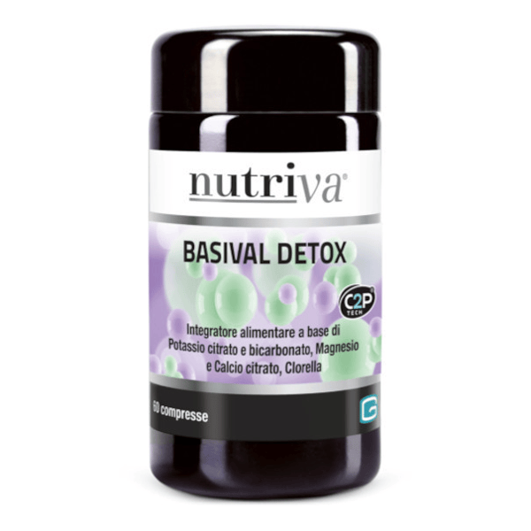 Nutriva Basival Detox Integratore Alimentare 60 Compresse Vegane, Senza Glutine e Lattosio