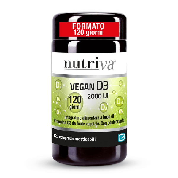 Nutriva Vegan D3 2000 UI Giuriati Integratore di Vitamina D3 120 Compresse