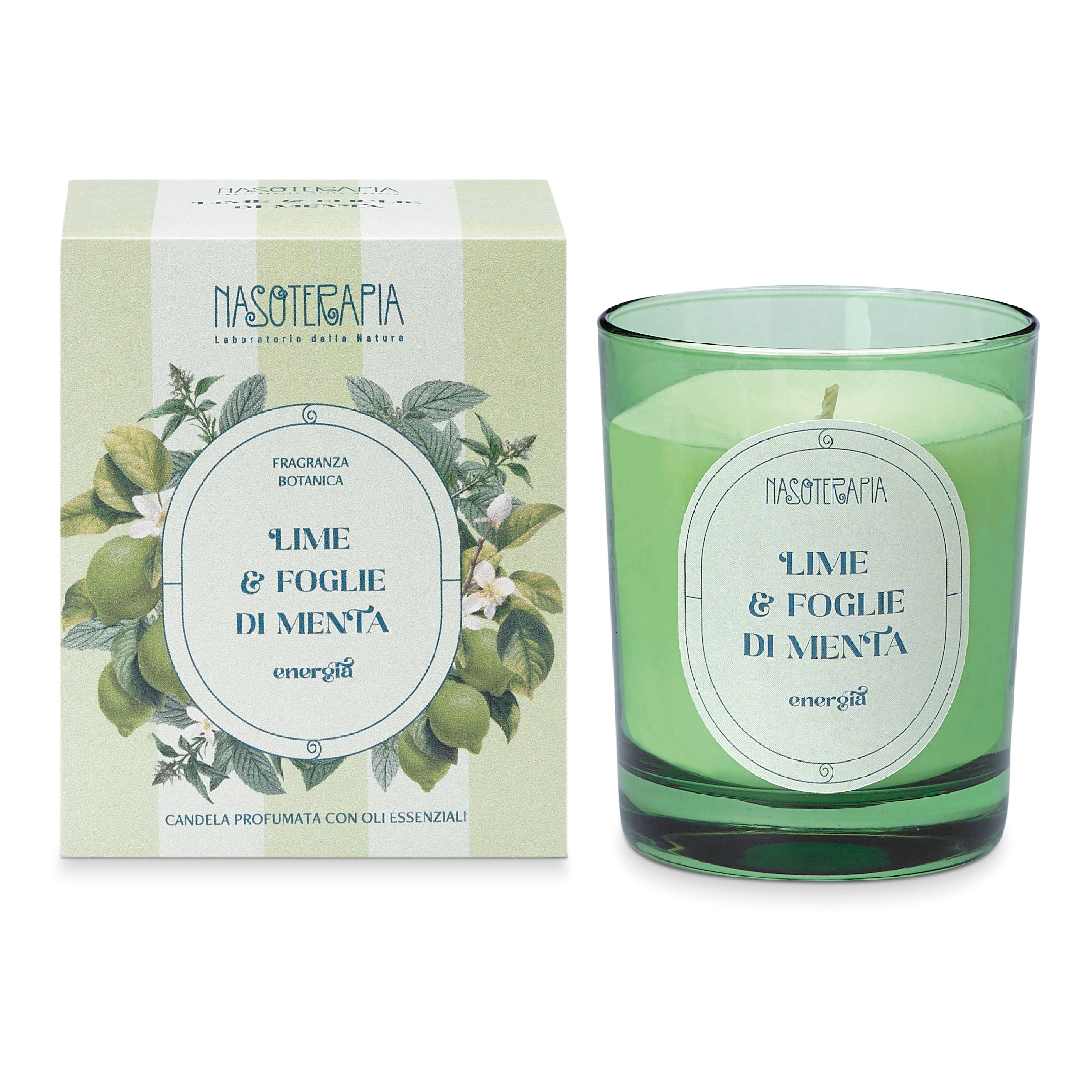 Nasoterapia Lime e Foglie di Menta - Energia Candela Profumata, 180g