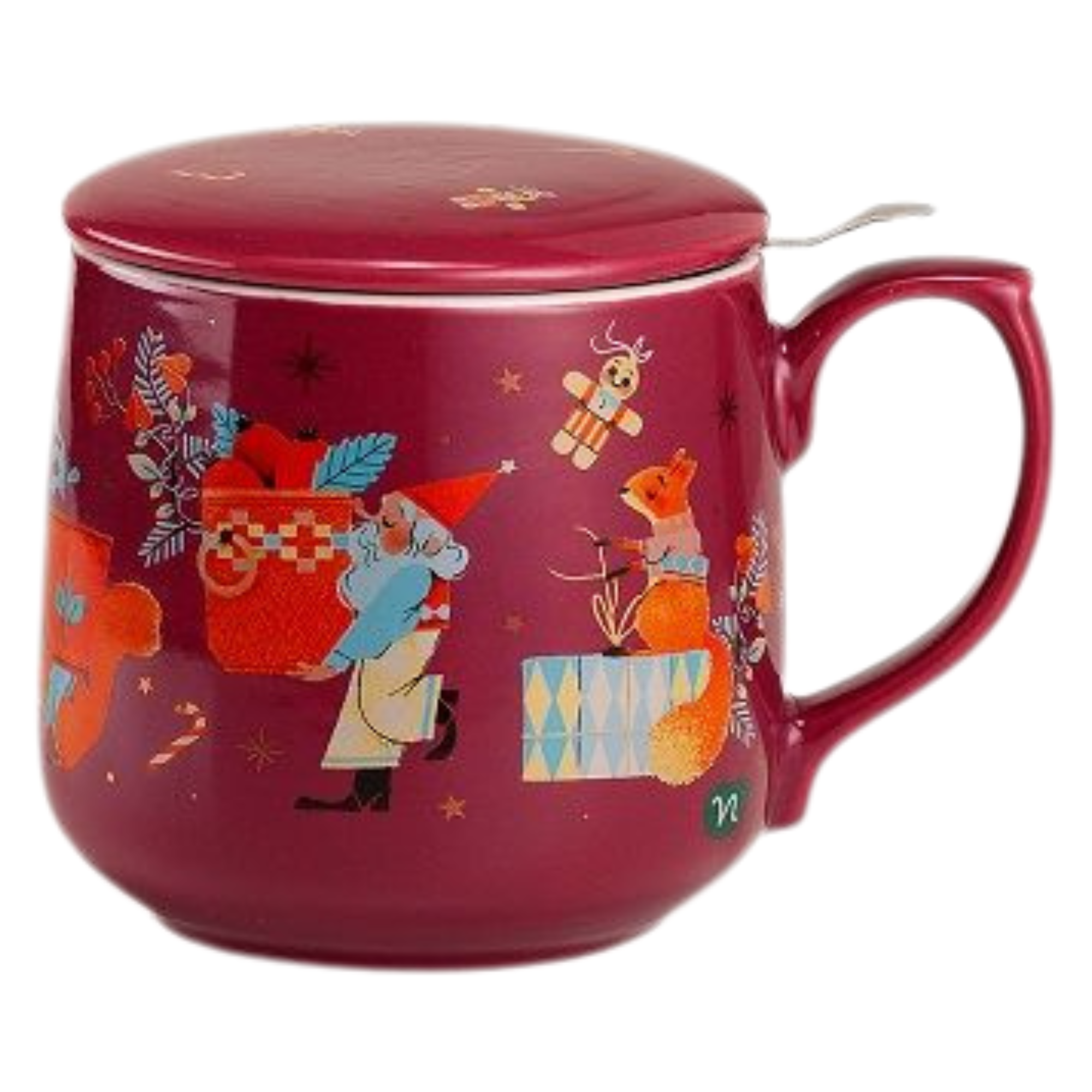 Neavita - Infusiera Con filtro per le tisane in foglia Rossa 400 ml