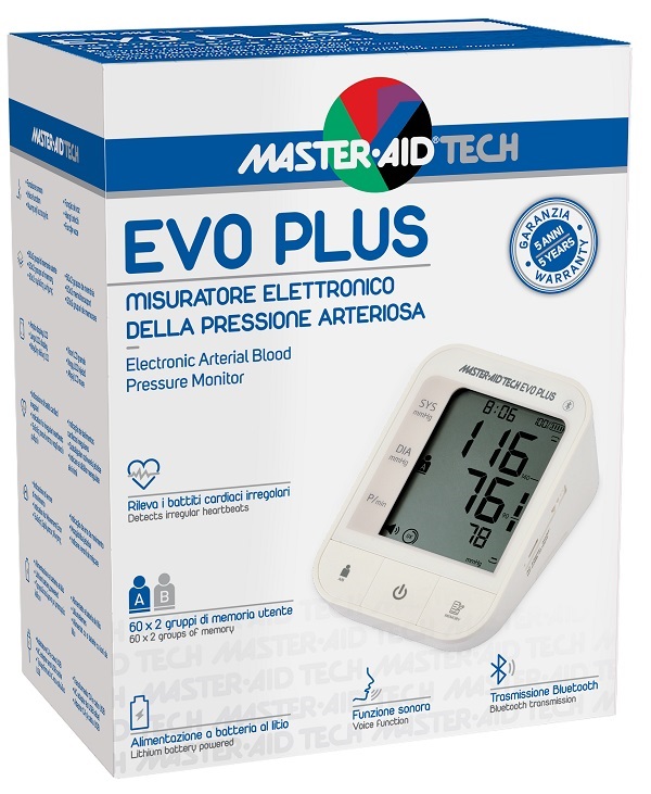 Master-Aid Tech Evo Plus - Misuratore di pressione da braccio per l'ipertensione, 1 misuratore