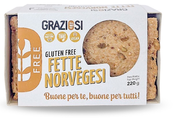 Fette Norvegesi 220 g - fette croccanti integrali per colazione e snack senza glutine