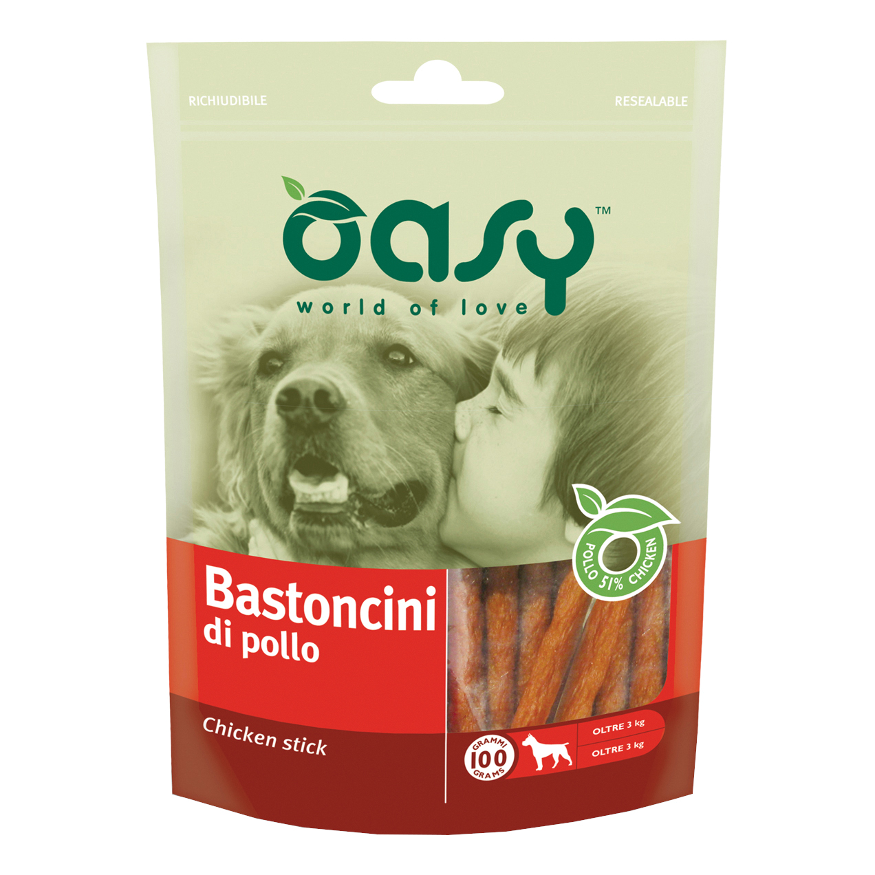 Oasy Cane Snack Busta Bastoncini Di Pollo 100 Gr