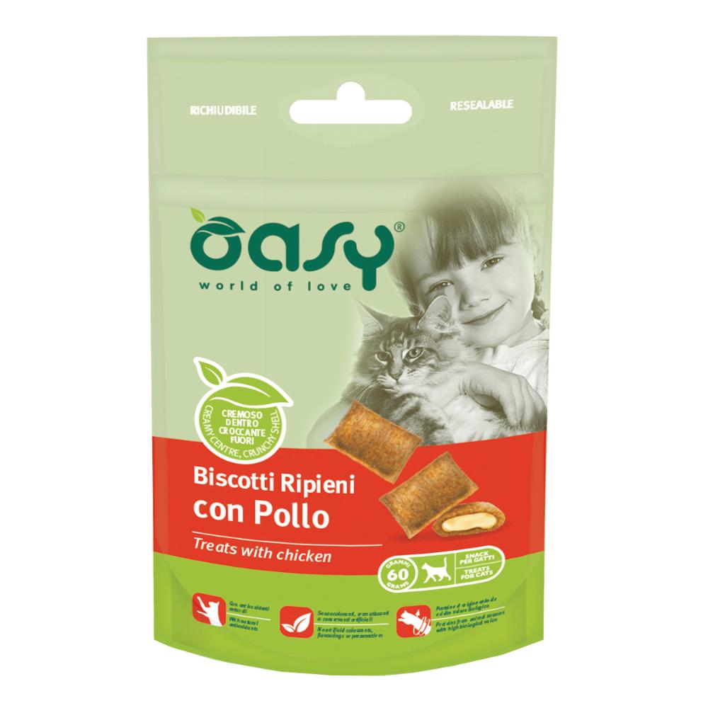 Oasy Gatto Snack Biscotti Ripieni Adulto Pollo 60 Gr — confronto prezzi