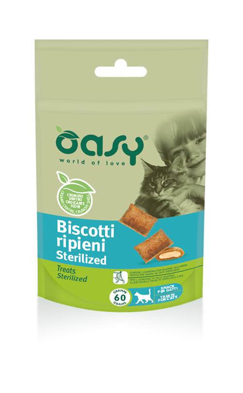 Oasy Gatto Snack Biscotti Ripieni Adulto Sterilizzato Pollo 60 Gr — confronto prezzi