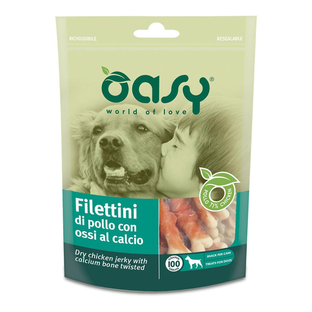 OASY CANE SNACK FILETTINI POLLO OSSI CALCIO 100GR — confronto prezzi