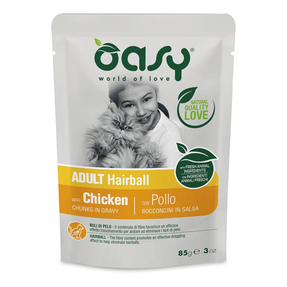 Oasy Gatto Bocconcini In Salsa Adulto Hairball Pollo 85 Gr