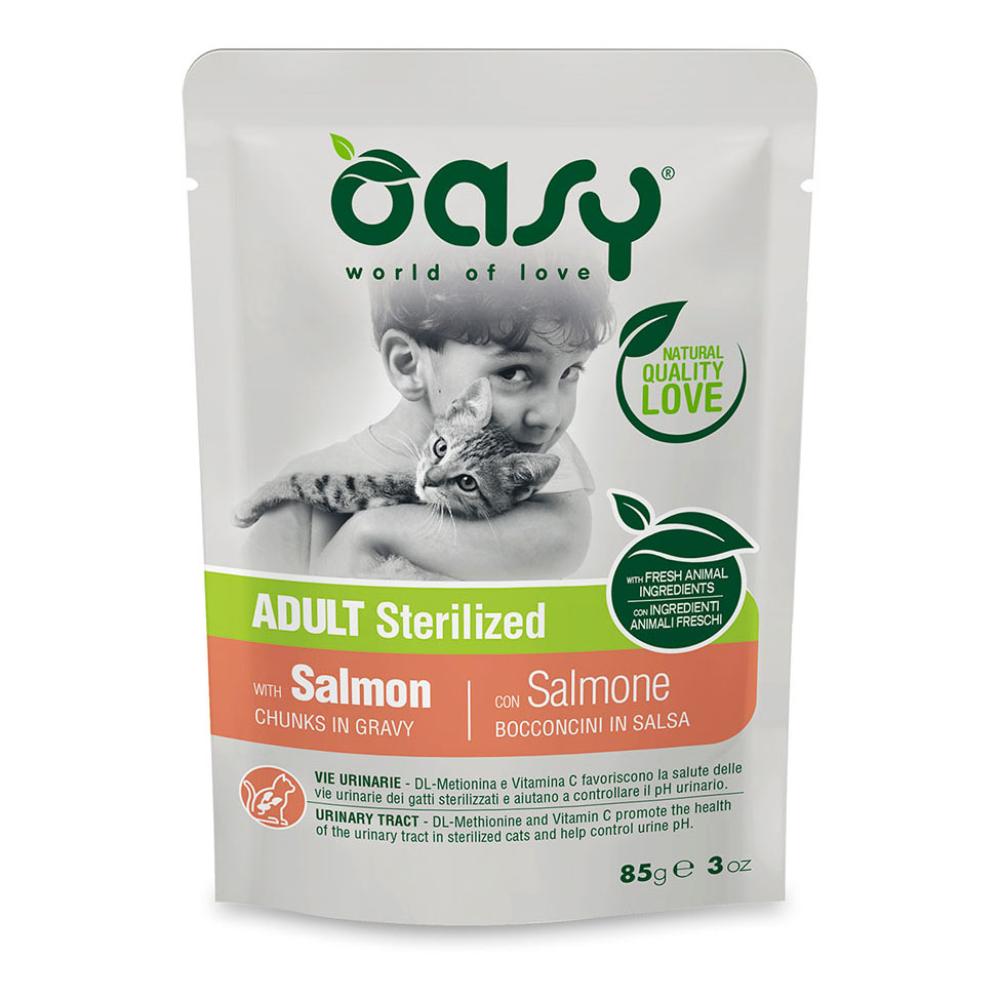 Oasy Gatto Bocconcini In Salsa Adulto Sterilizzato Salmone 85 Gr