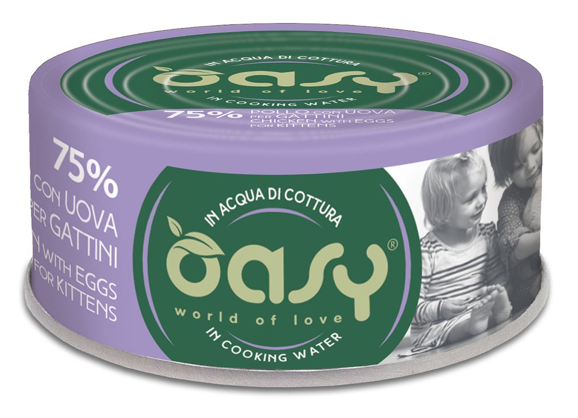 Oasy Gatto More Love In Lattina Kitten Pollo &amp; Uova 70 Gr