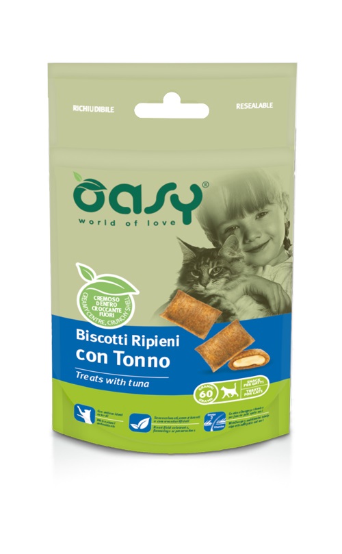 Oasy Gatto Snack Biscotti Ripieni Adulto Tonno 60 Gr — confronto prezzi