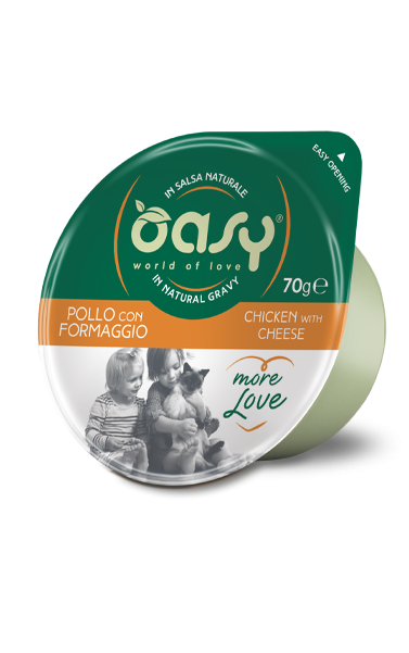 Oasy Gatto More Love In Cup Adulto Pollo &amp; Formaggio 70 Gr