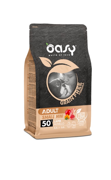 Oasy Grain Free Adult Small/Mini Cibo Secco per Cani Senza Glutine Gusto Agnello 800 g
