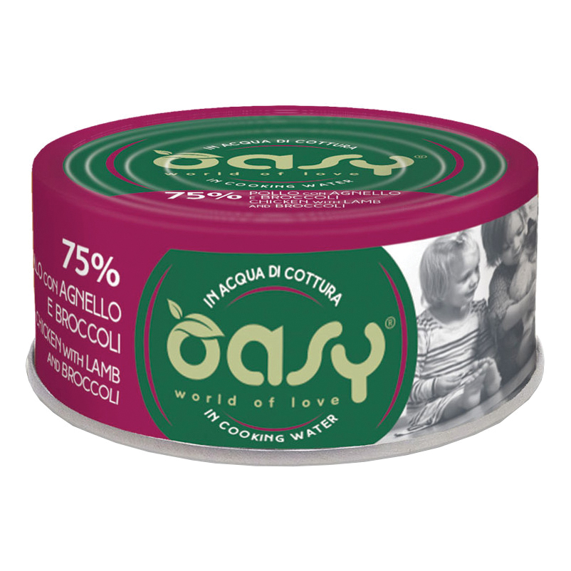 Oasy Gatto More Love In Lattina Adulto Pollo, Agnello &amp; Broccoli 70 Gr