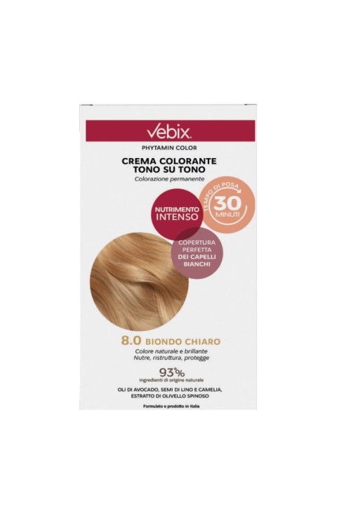 Vebix Phytamin Crema colorante tono su tono 8.0 Biondo Chiaro