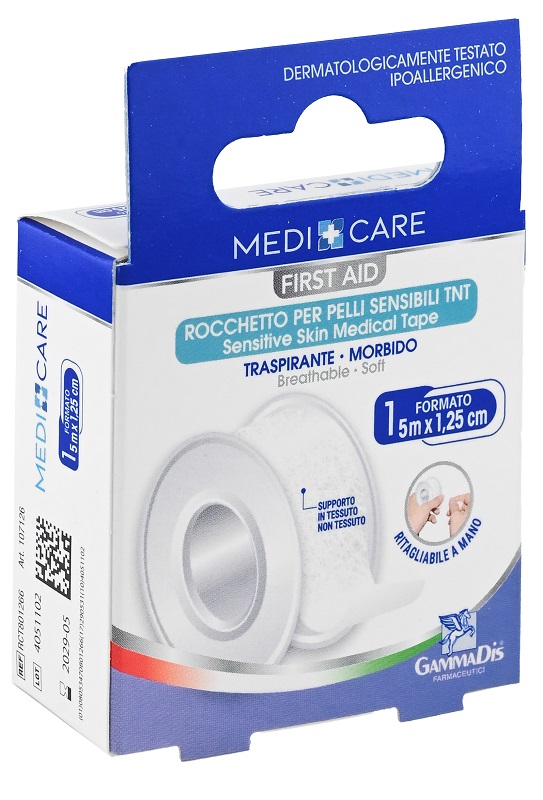 Medicare First Aid Rocchetto Pelli Sensibili TNT 5m x 1,25 cm 1 Pezzo pz Cerotto