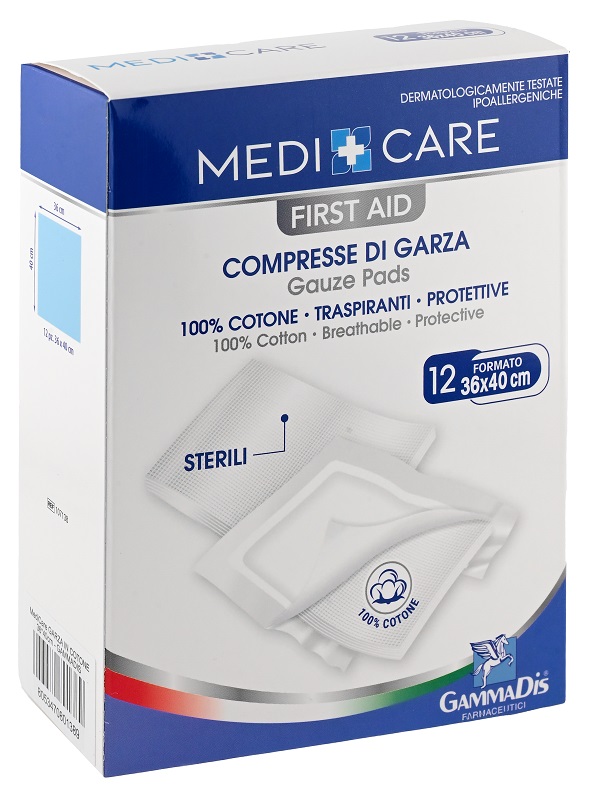 Gammadis Farmaceutici Medicare - Compresse di Garza in Cotone 36 x 40 cm, 12 compresse