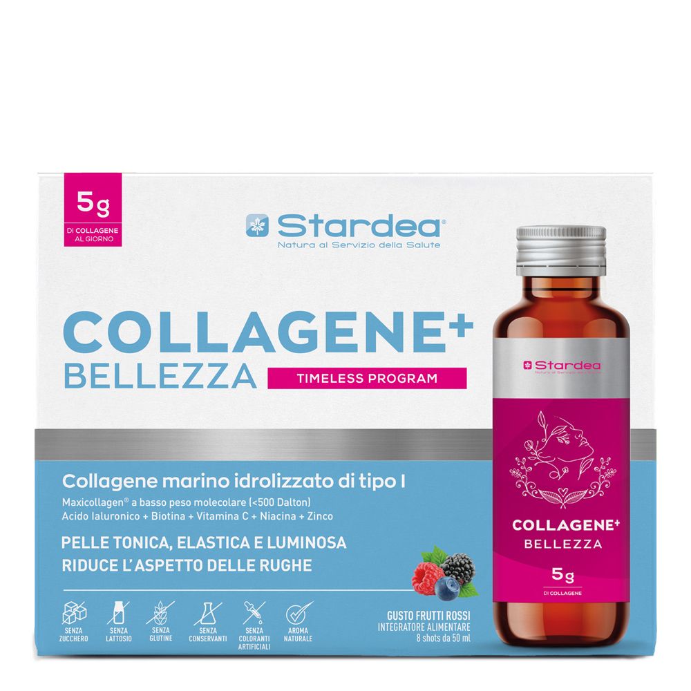 Stardea Collagene + Bellezza Shot da Bere a Base di Marino Di Tipo 1 e Acido Ialuronico 400 ml Compresse