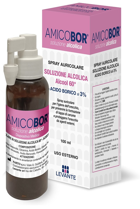 Levante Soluzione Alcolica Per Irrigazione Dell'orecchio Amicobor 100 Ml