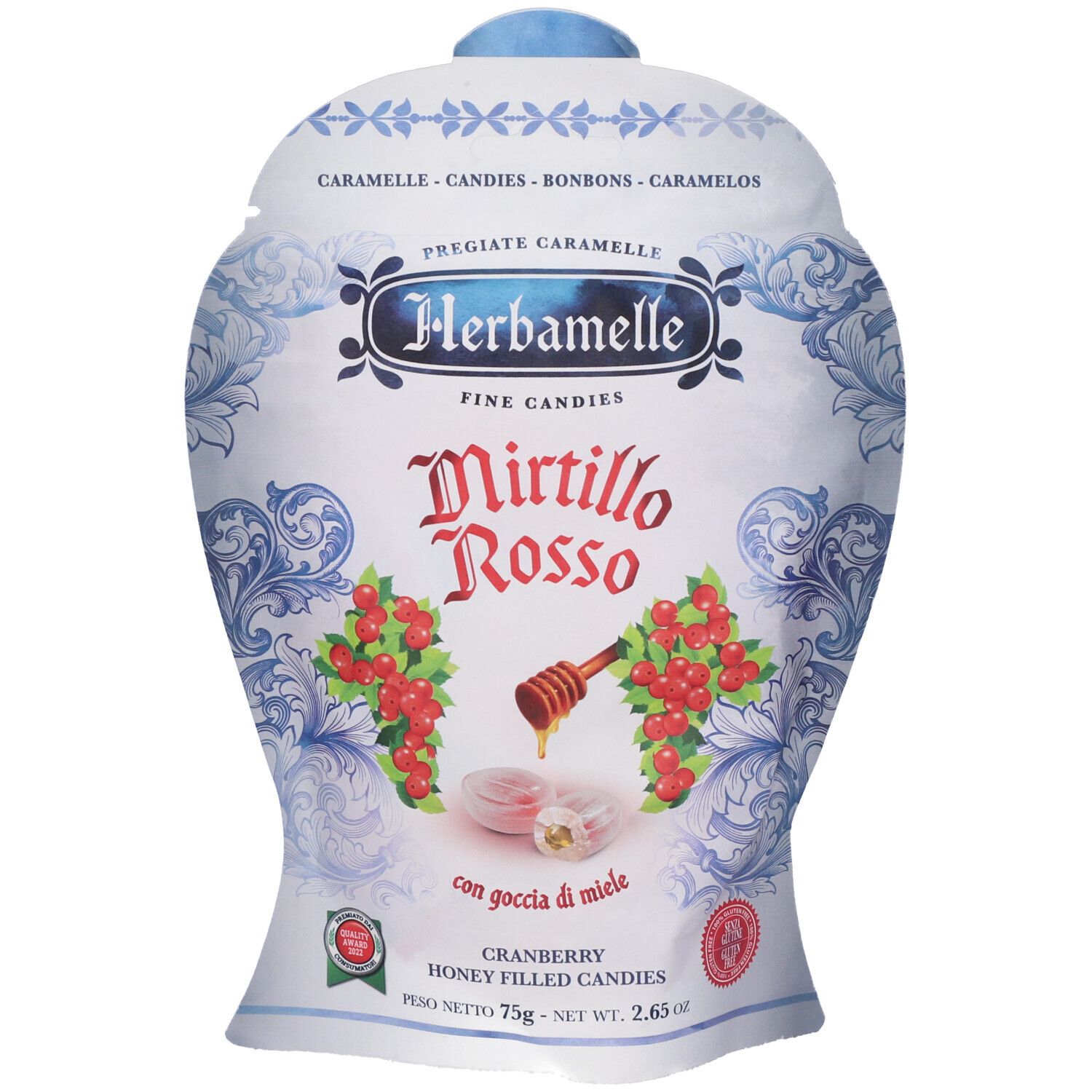 Herbamelle Mirtillo Rosso Caramelle 75 g