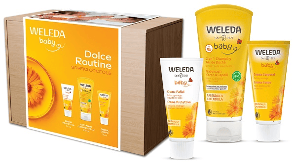 Weleda Baby Cofanetto Dolce Routine con Babywash Corpo & Capelli 200 ml + Crema Corpo 75 ml + Crema Protettiva 75 ml