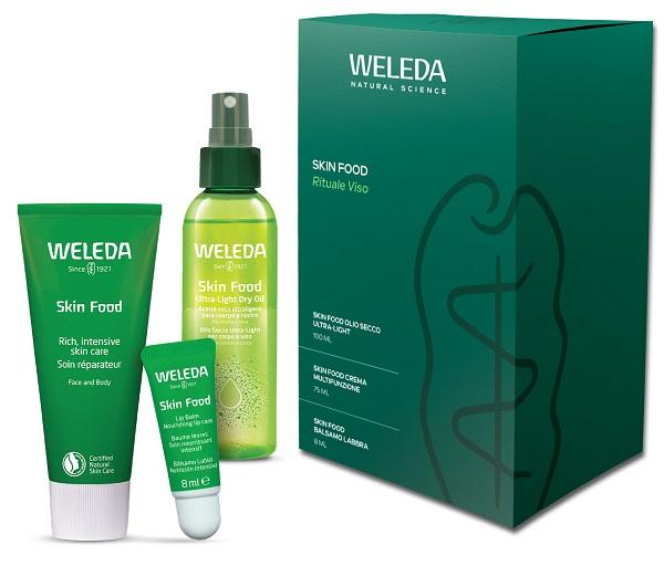 Weleda Skin Food Cofanetto Rituale Viso con Olio Secco Ultra-Light 100 ml + Crema Multifunzione 75 ml + Balsamo Labbra