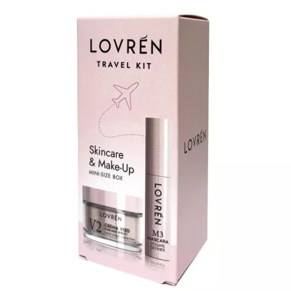 Lovren Cofanetto Skincare & Make-Up Travel Size con Mini Mascara Volume 5 ml e Crema Viso Anti Età Rosa 15ml