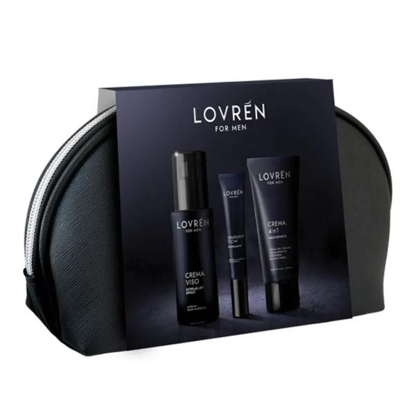 Lovren For Men Travel Kit Uomo conCrema 4 In 1, Gel Viso E Contorno Occhi, Pochette Omaggio
