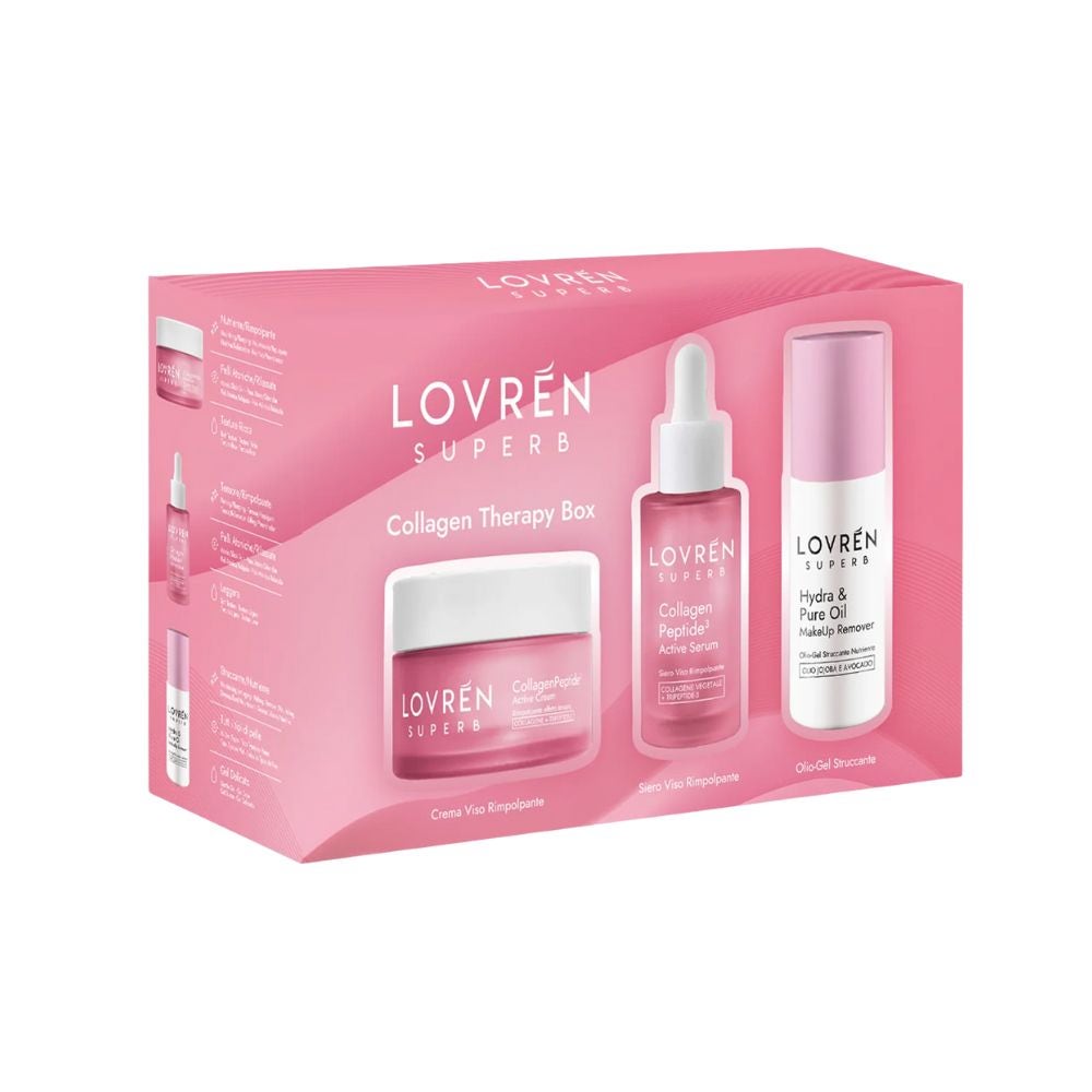 Lovrén Superb Collagen Therapy Box Cofanetto Crema Viso Rimpolpante + Siero Rimpolpante + Olio Gel Struccante