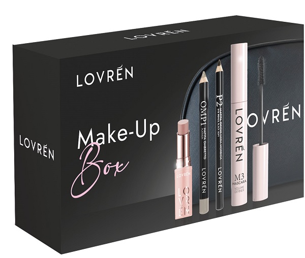 Lovrén Make Up Box Cofanetto Mascara M3 + Matita Occhi P2 + Matita Ombretto OMP1 + Lip Stick Balm LB1