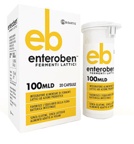 Bioartis Enteroben 100 Mld - Integratore probiotico per la flora intestinale, 20 capsule vegetali