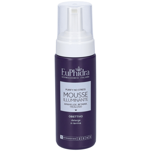 Euphidra Mousse Illuminante 200 ml Purify No Stress Detergente Delicato Illuminante