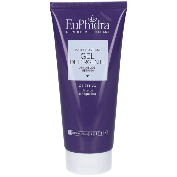 Euphidra Gel Detergente 200 ml Purify No Stress Pulisce e Riequilibra Pelle Mista