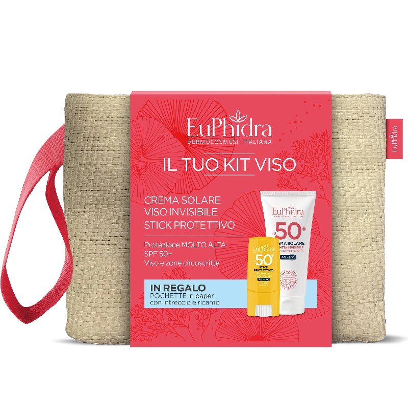 Euphidra kit viso pochette crema viso solare 50+(50 ml)+ stick...