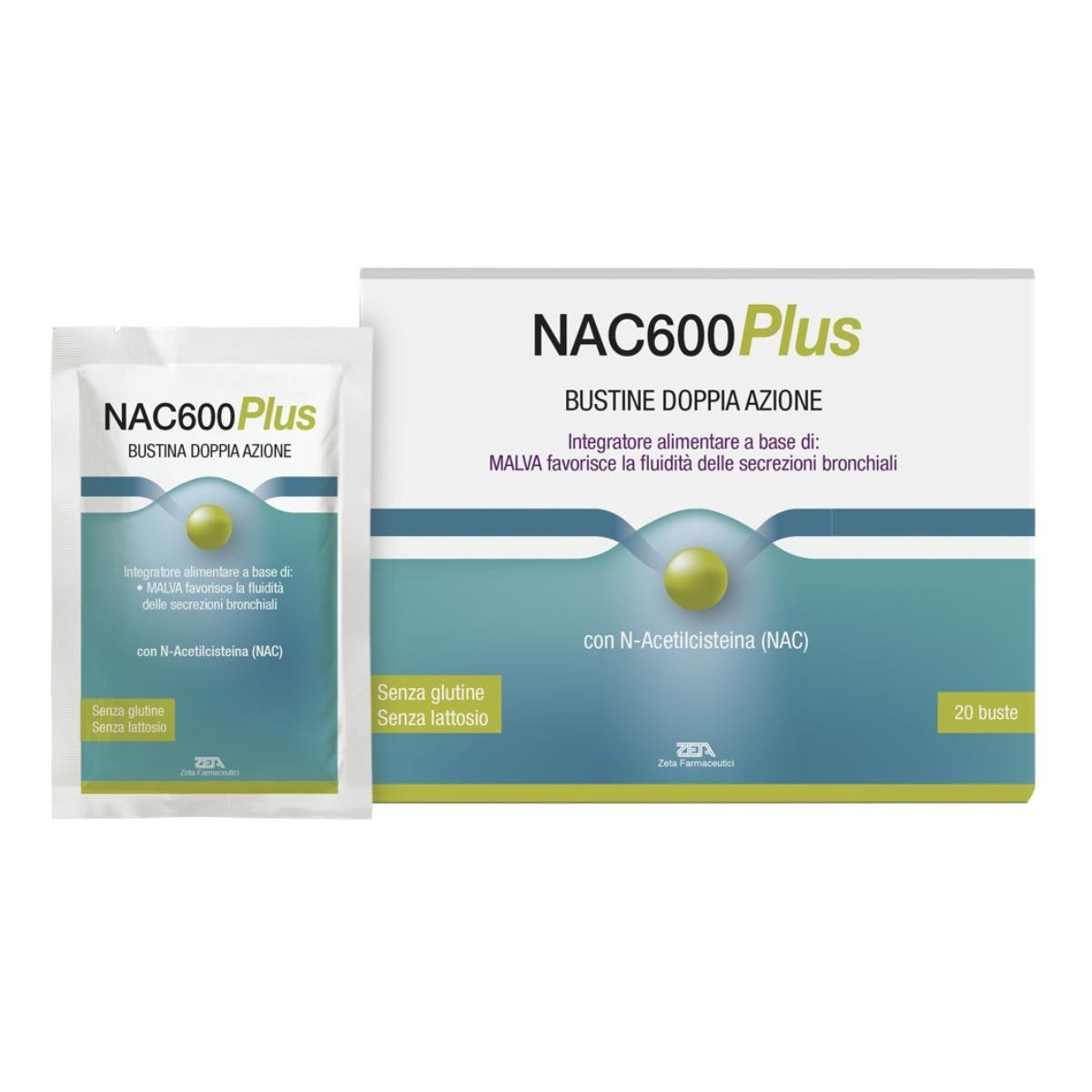 Zeta Farmaceutici Nac600 Plus - Integratore mucolitico per le secrezioni bronchiali, 20 bustine — confronto prezzi