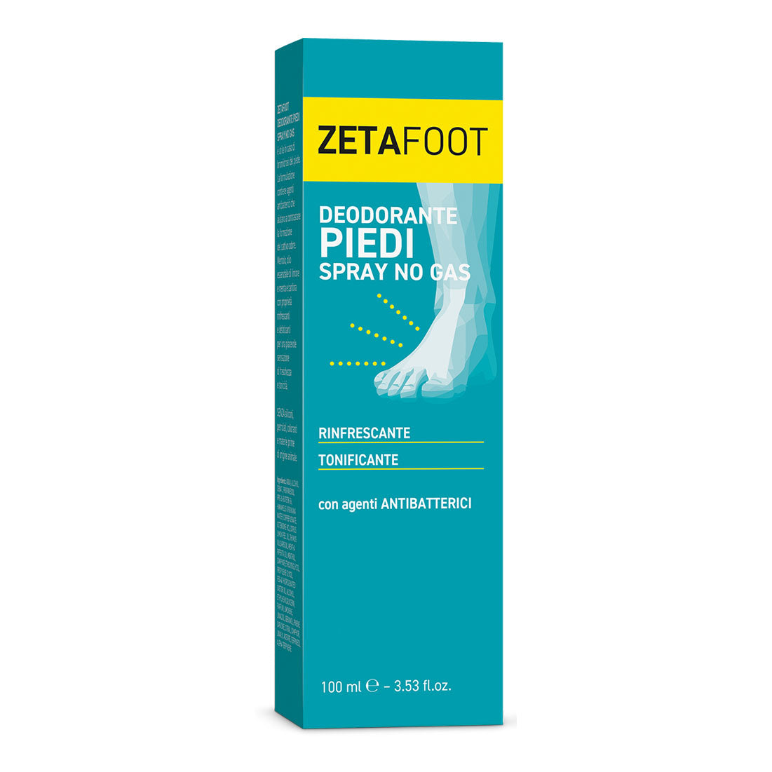 Zetafoot Spray Antiodore No Gas 100 ml Deodorante Fresco per Piedi e Calzature