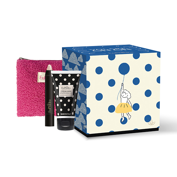 EUPHIDRA COFANETTO REGALO VOLARE OH OH CREMA MANI IDRATANTE, ELASTICIZZANTE 50ML +LIP BALM STILO +BEAUTY POCHETTE