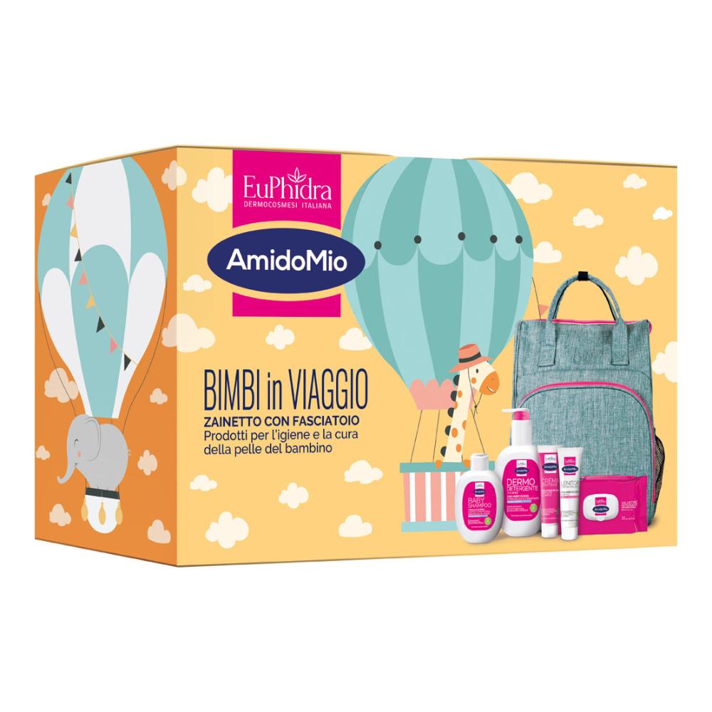 Euphidra Amidomio Cofanetto Bimbi In Viaggio 2025 Dermo Detergente 0,5 400 Ml + Baby Shampoo 200 Ml + Salviette 72 Pezzi + Crema Idratante 50 Ml + Len — confronto prezzi